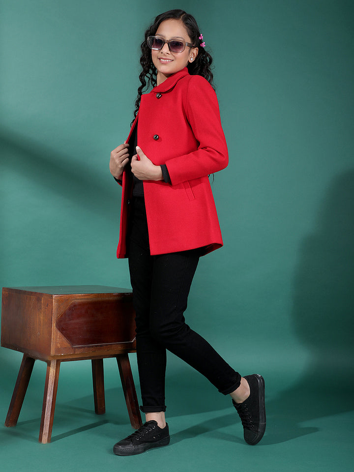 Red Mid-Thigh Length Coat