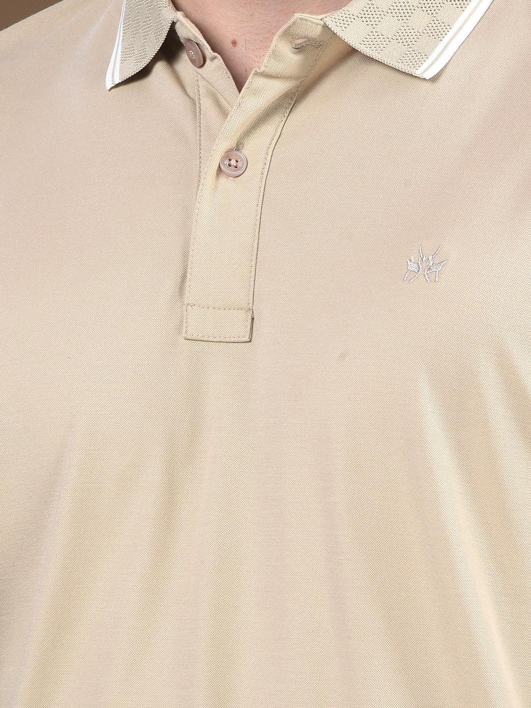 Beige Polo-Neck T-Shirt
