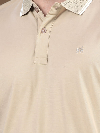 Beige Polo-Neck T-Shirt