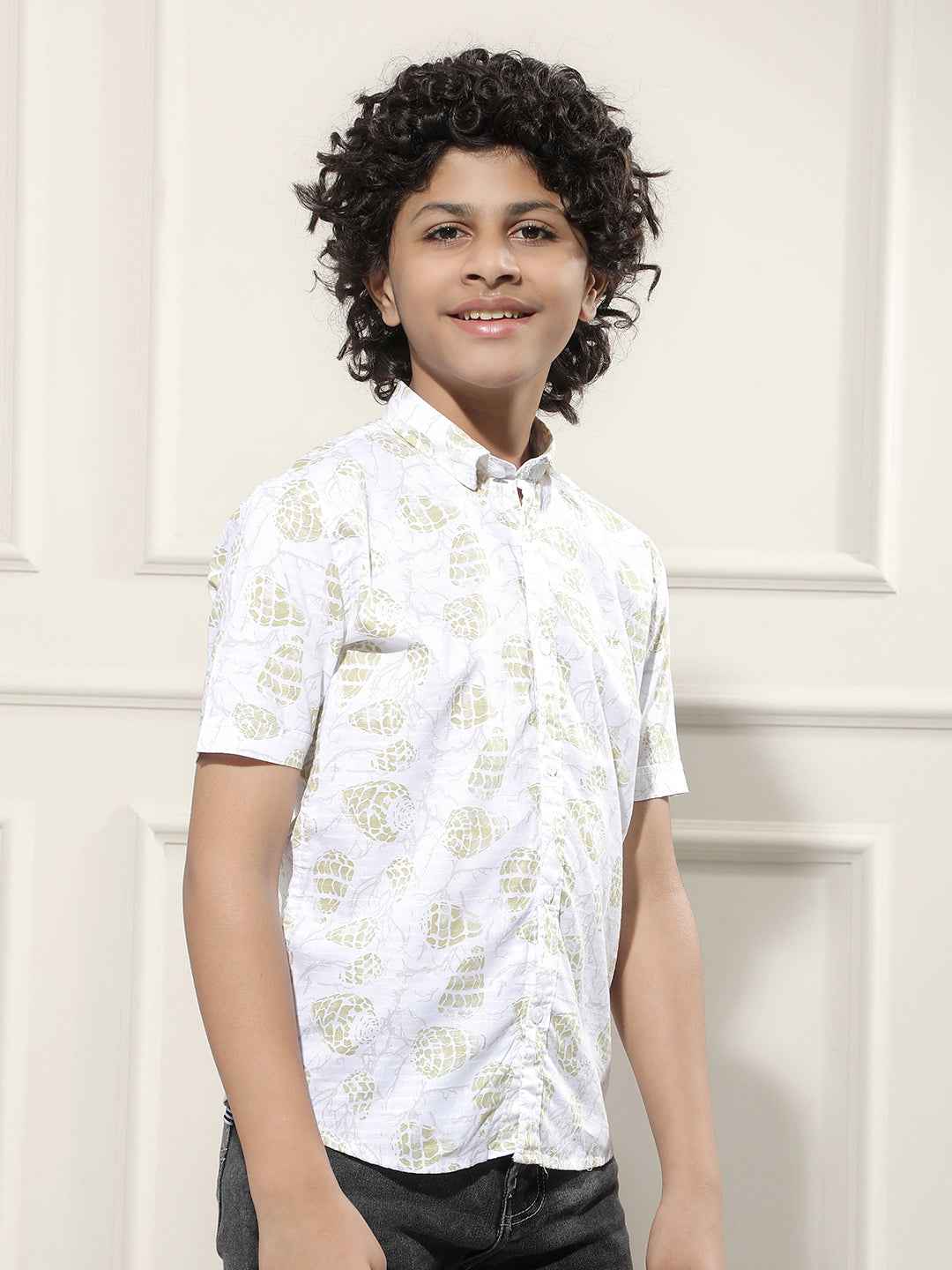 Olive Floral Print Shirt