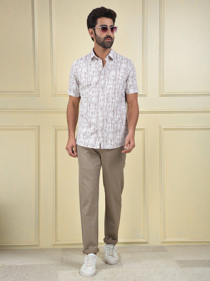 True Style Beige Printed Trousers