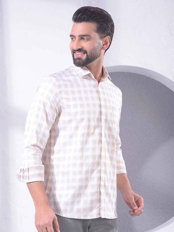 Tan Checked 100% Cotton Shirt