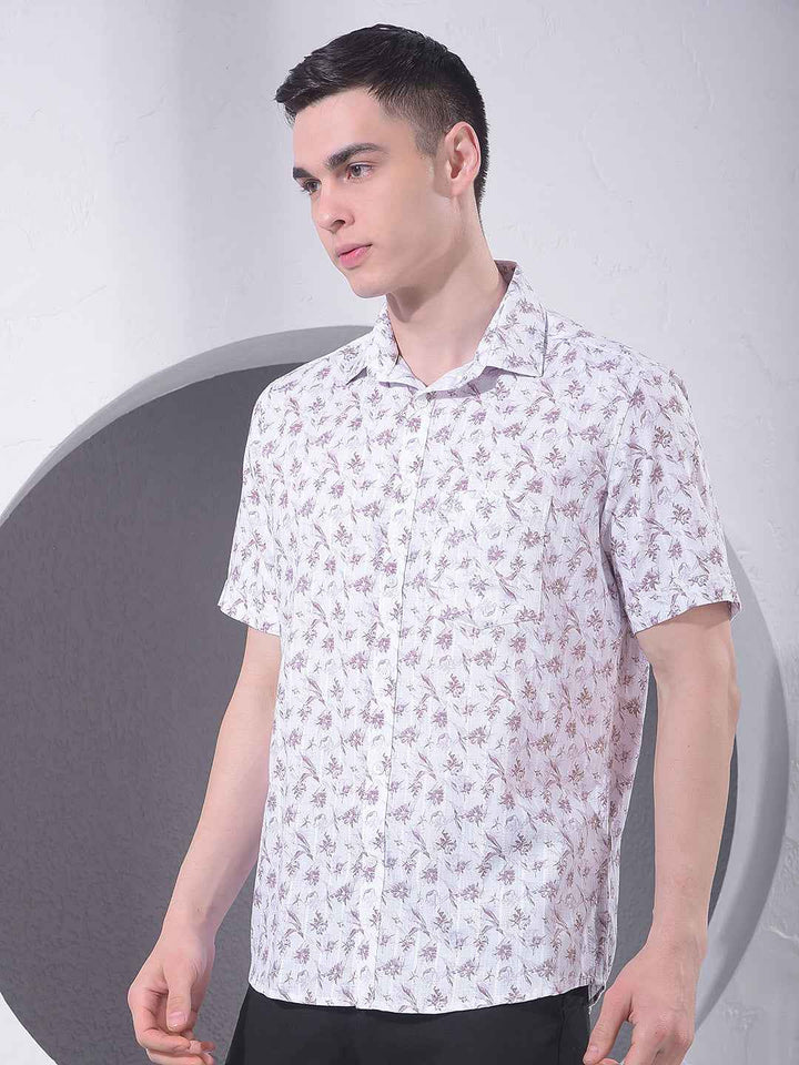 Brown Floral Print Shirt