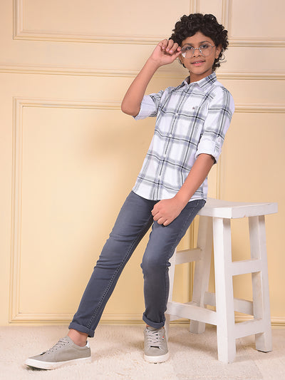 Grey Checked 100% Cotton Corduory Shirt