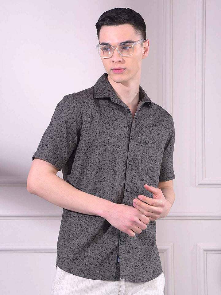 Grey Floral Print Shirt