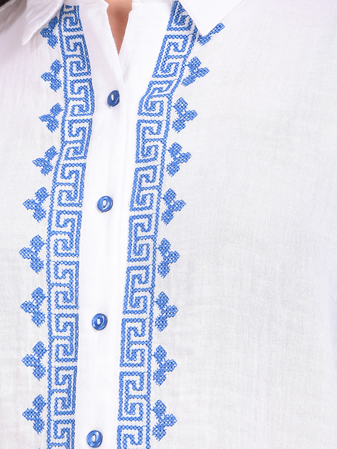 White Embroidered 100% Cotton Shirt