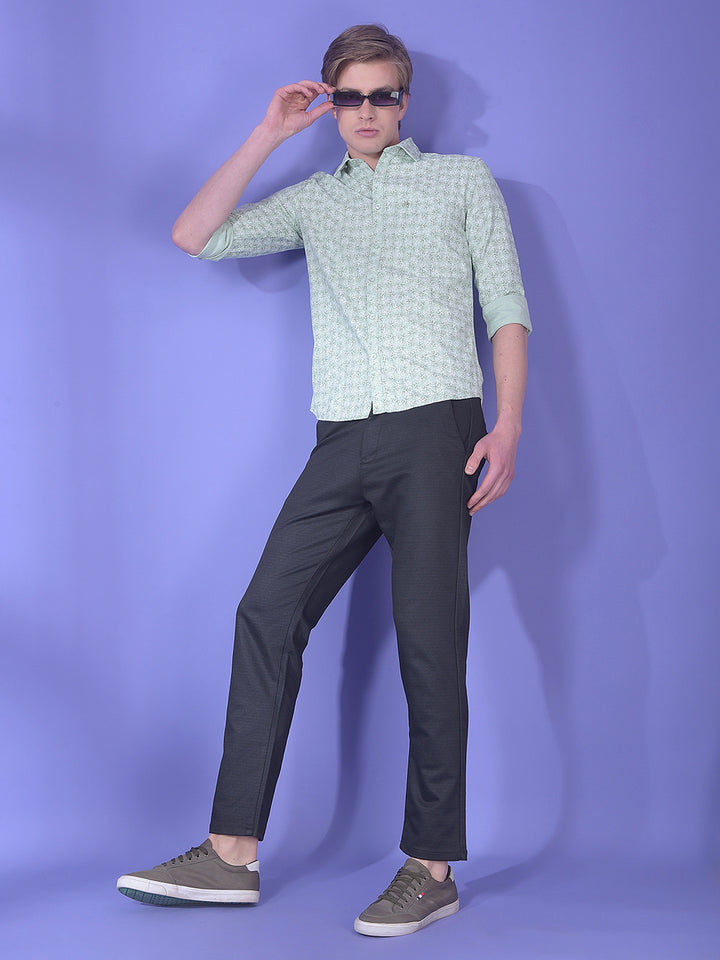 Sharp Green Floral Print Shirt