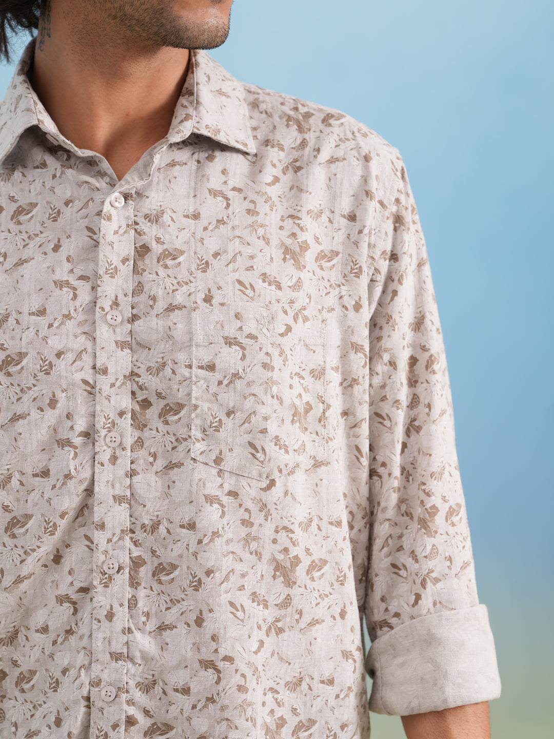 Grey Floral Print Shirt