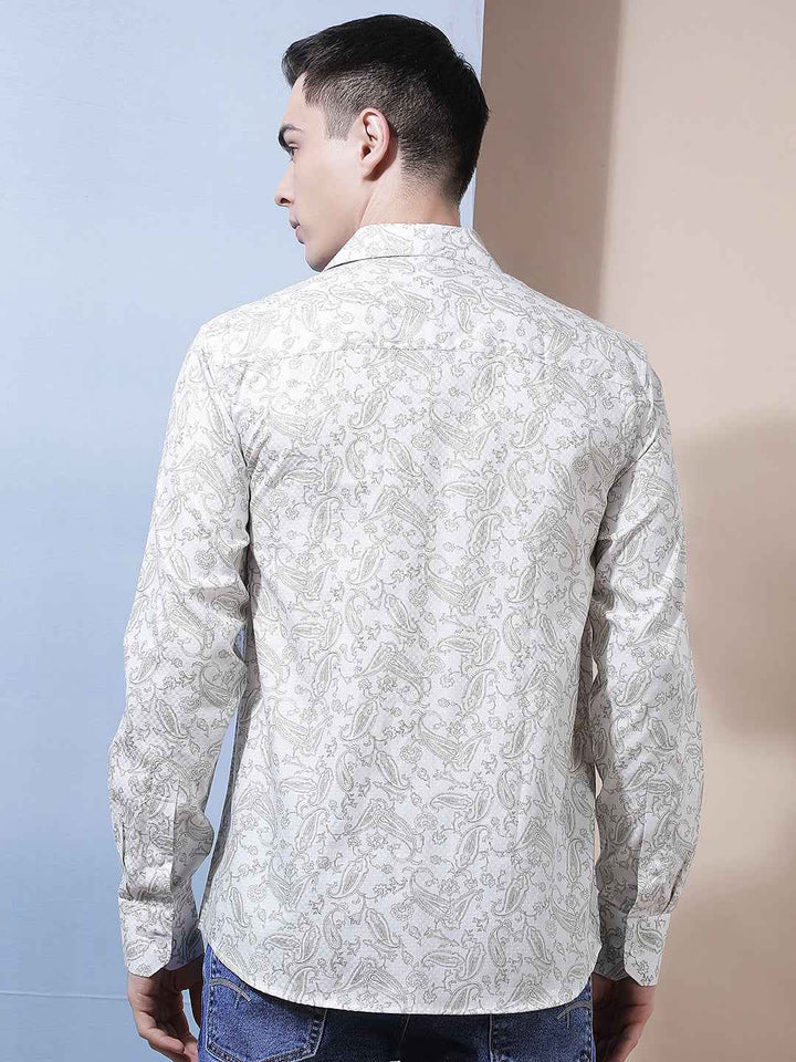Green Floral Print 100% Cotton Shirt