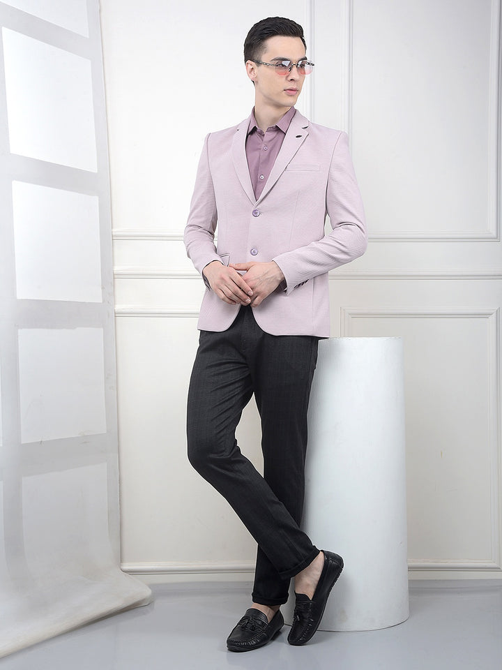 Pink Notched Lapel Single-Breasted Blazer