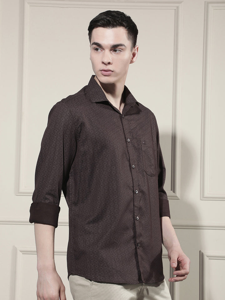 New Brown Printed Shirt