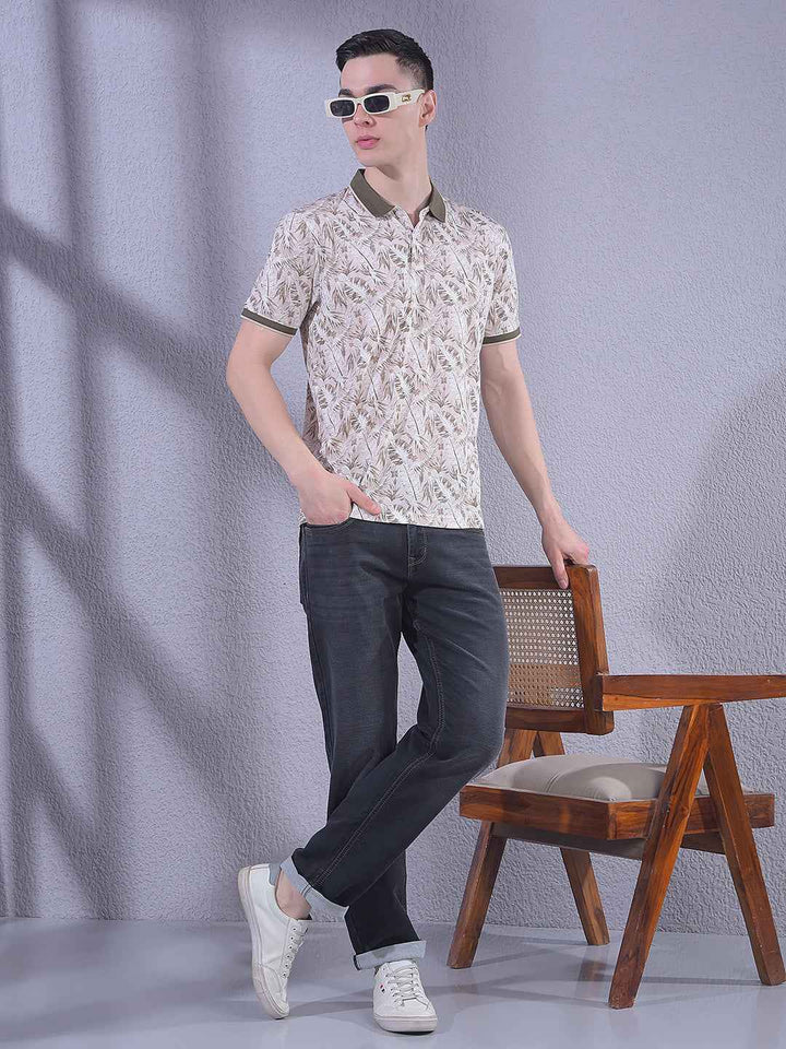 Beige Floral Print T-Shirt