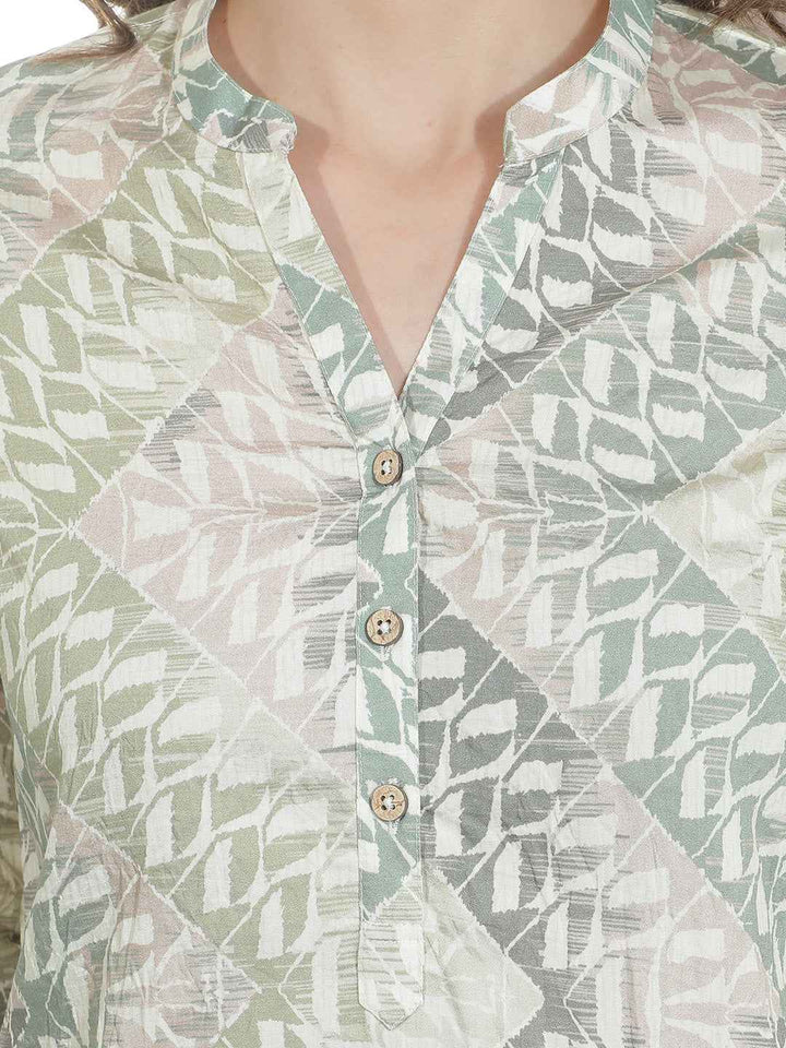 Green Abstract Printed Top
