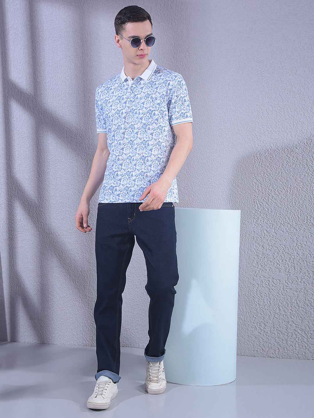 Blue Floral Print T-Shirt