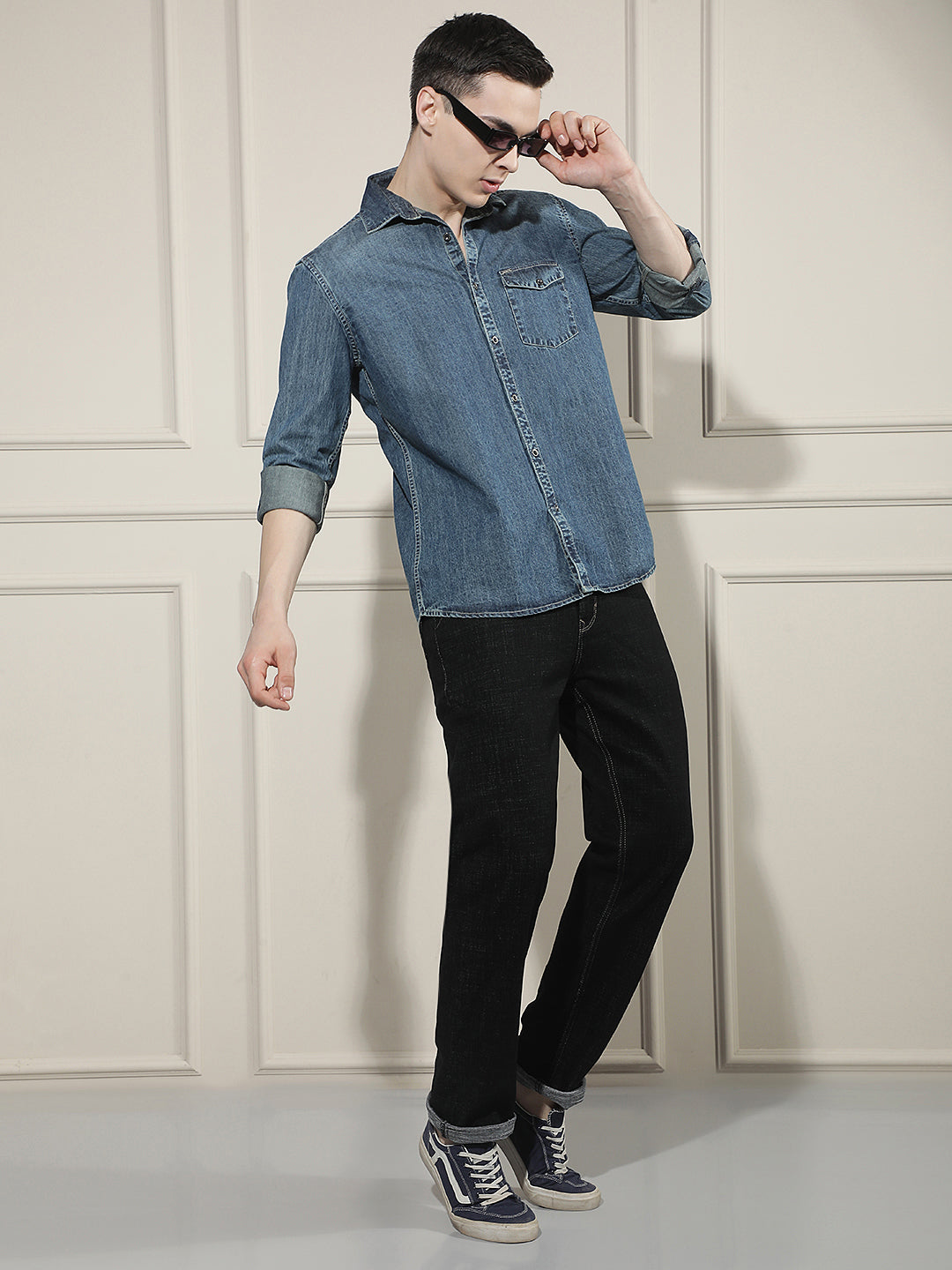 Blue 100% Cotton Denim Shirt