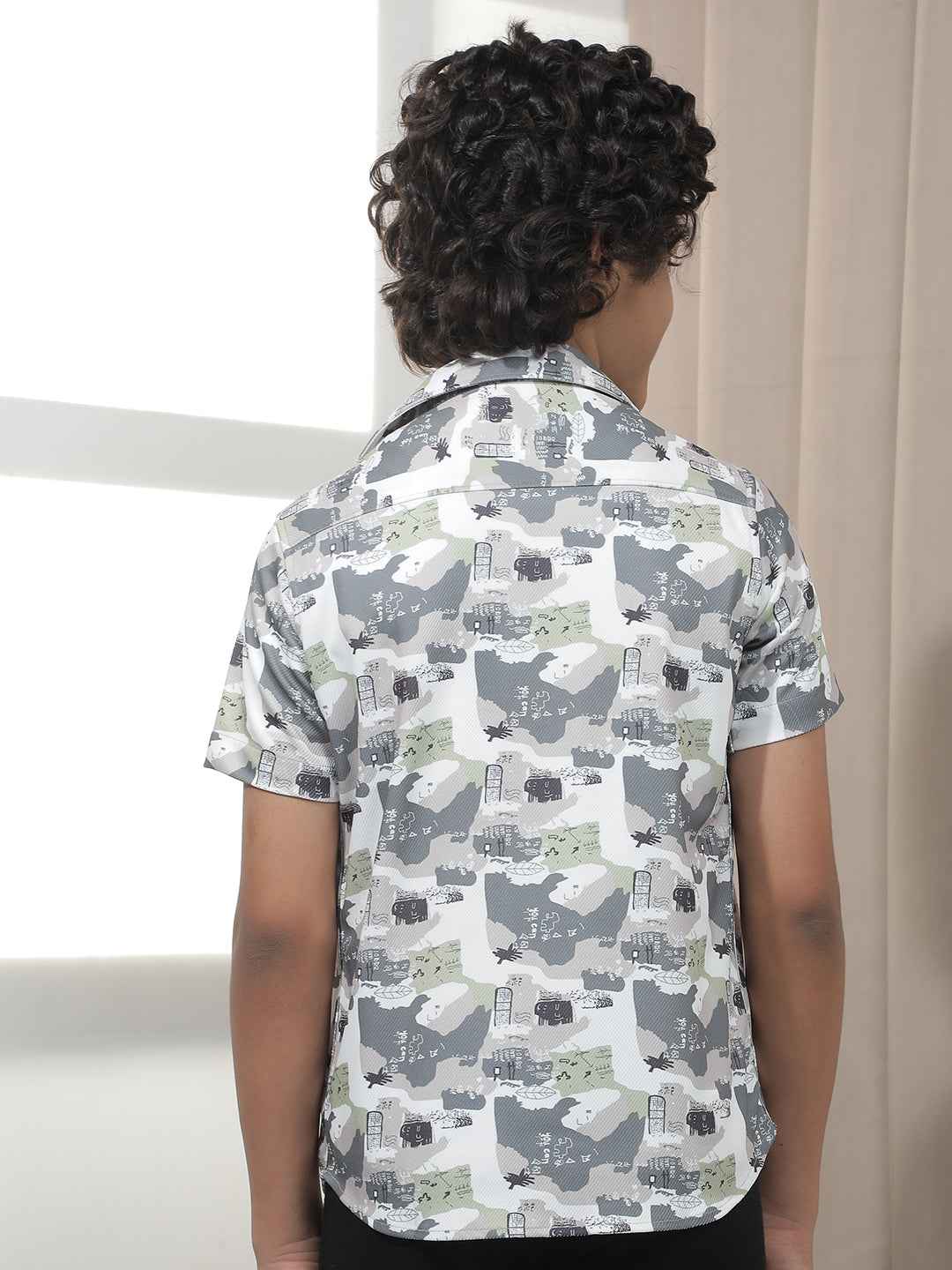 Olive Printed Shirt With Tshirt
