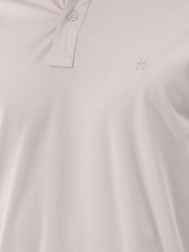 Beige Polo-Neck T-Shirt