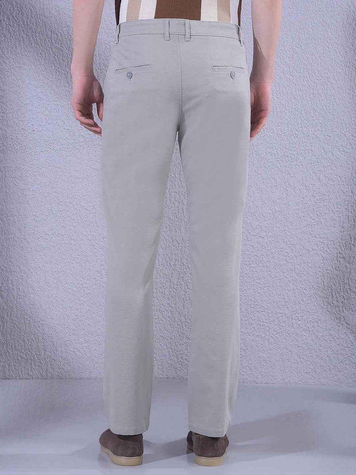 Grey Straight Dobby Trousers