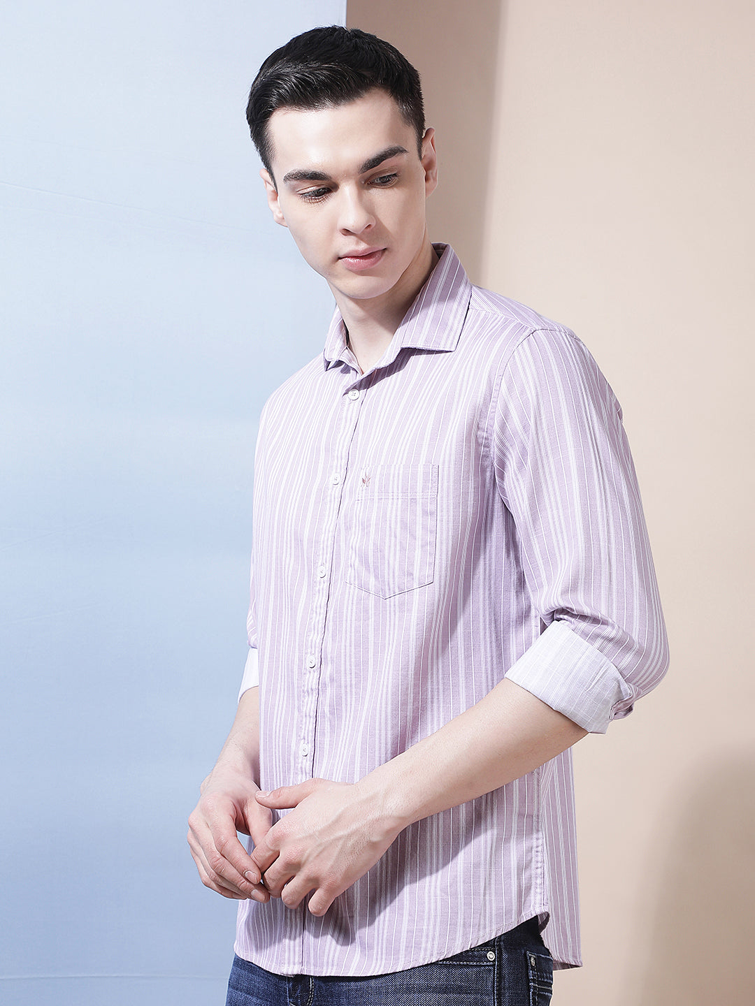 Pink Vertical Stripes Shirt