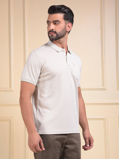 Beige Polo Neck T-Shirt