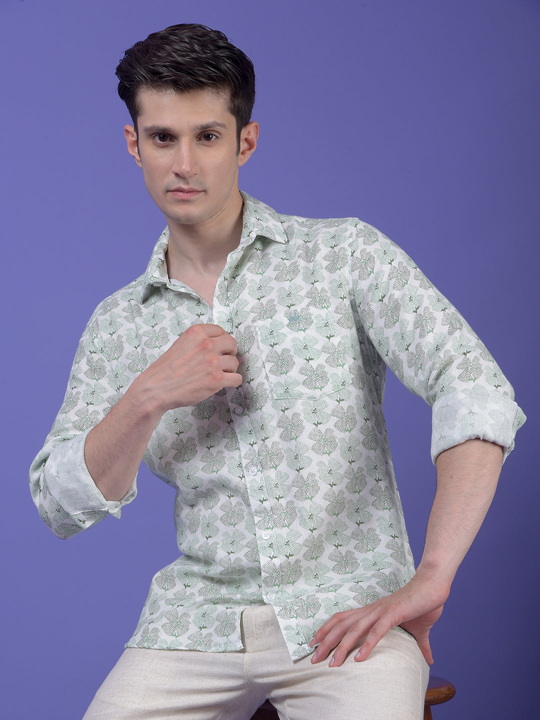 Green Floral Print Shirt