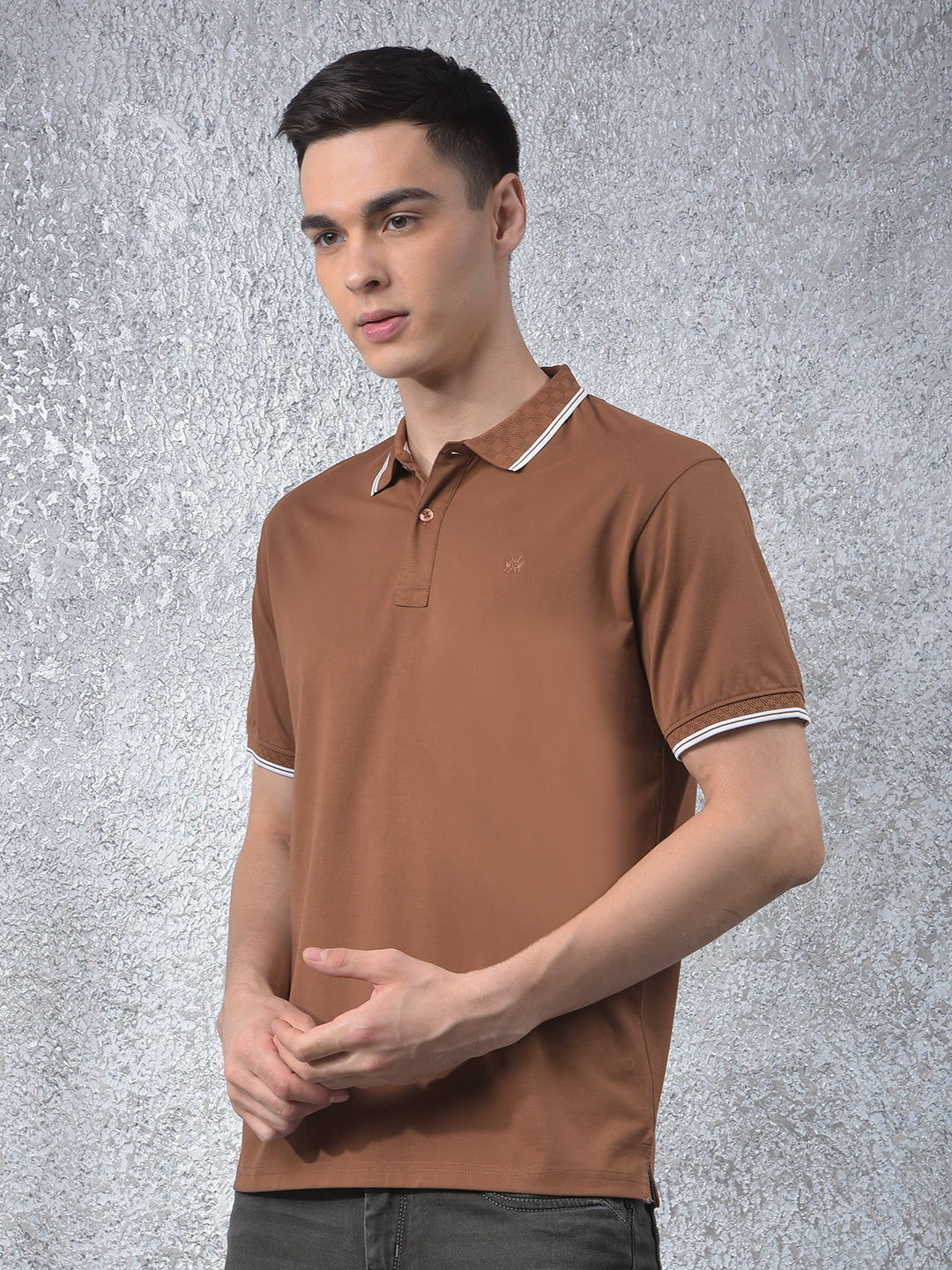 Dreamy Brown Polo Neck T-Shirt