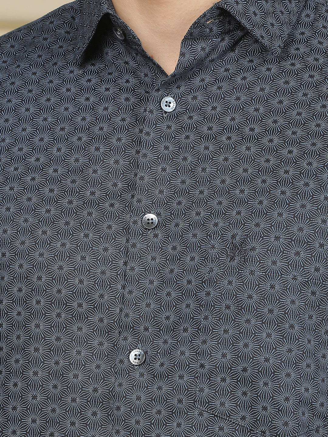 Navy Blue Floral Print Shirt