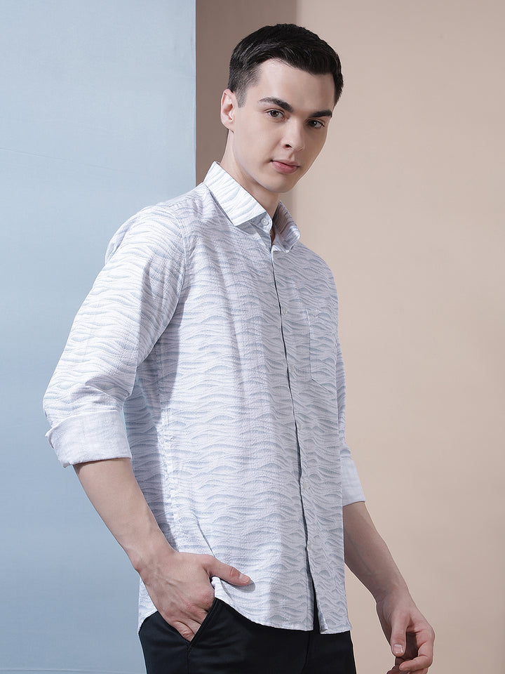 Cool Blue Printed Shirt