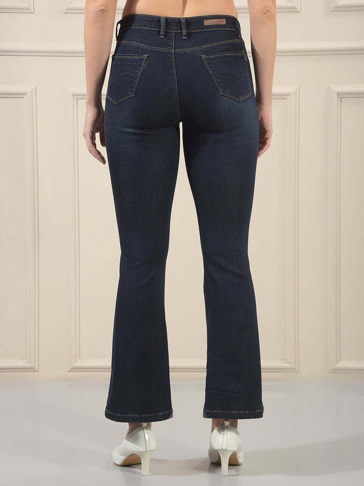 Structured Sky Blue Bootcut Jeans
