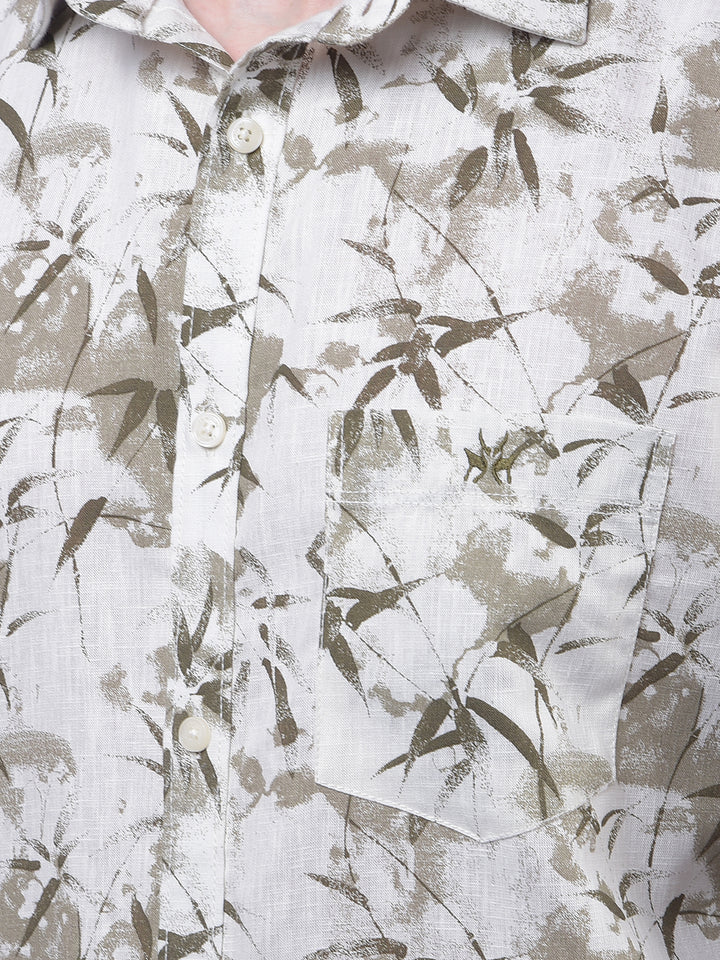 Olive Floral Print Shirt