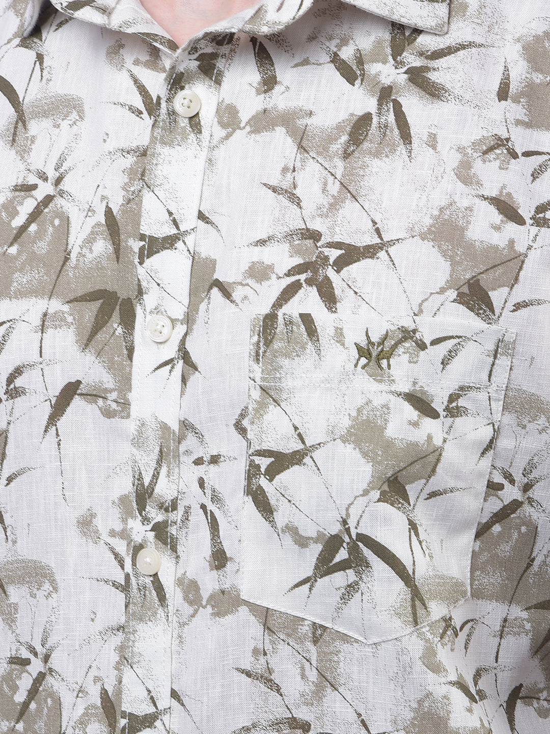 Olive Floral Print Shirt