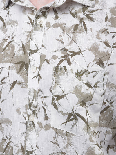 Olive Floral Print Shirt