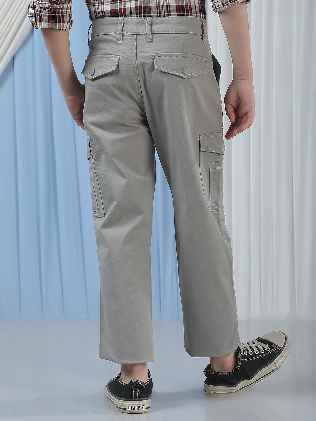 Luxe Fog Grey Cargo Trousers
