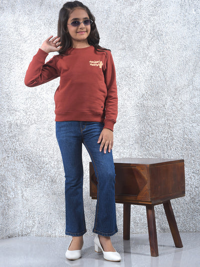 All-Day Comfort Red Knitted Sweatshirt