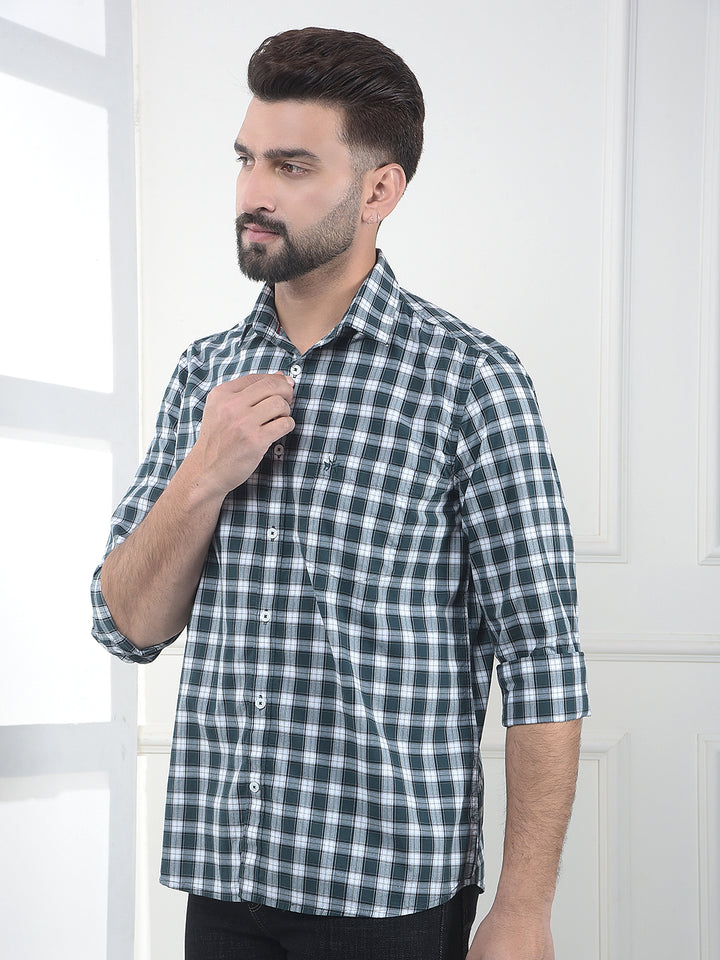 Moss Green Checked 100% Cotton Shirt
