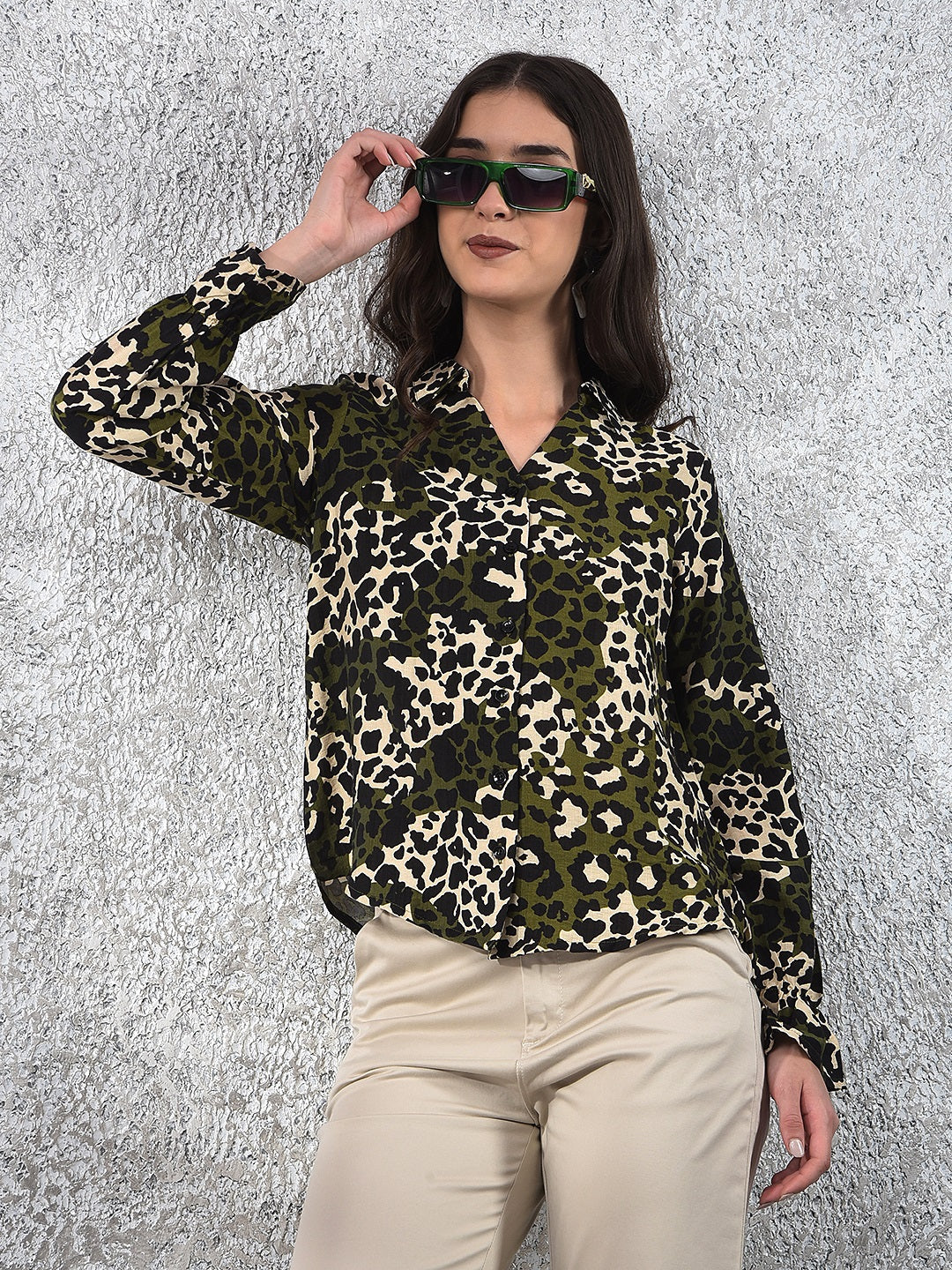 Olive Leopard Print Shirt