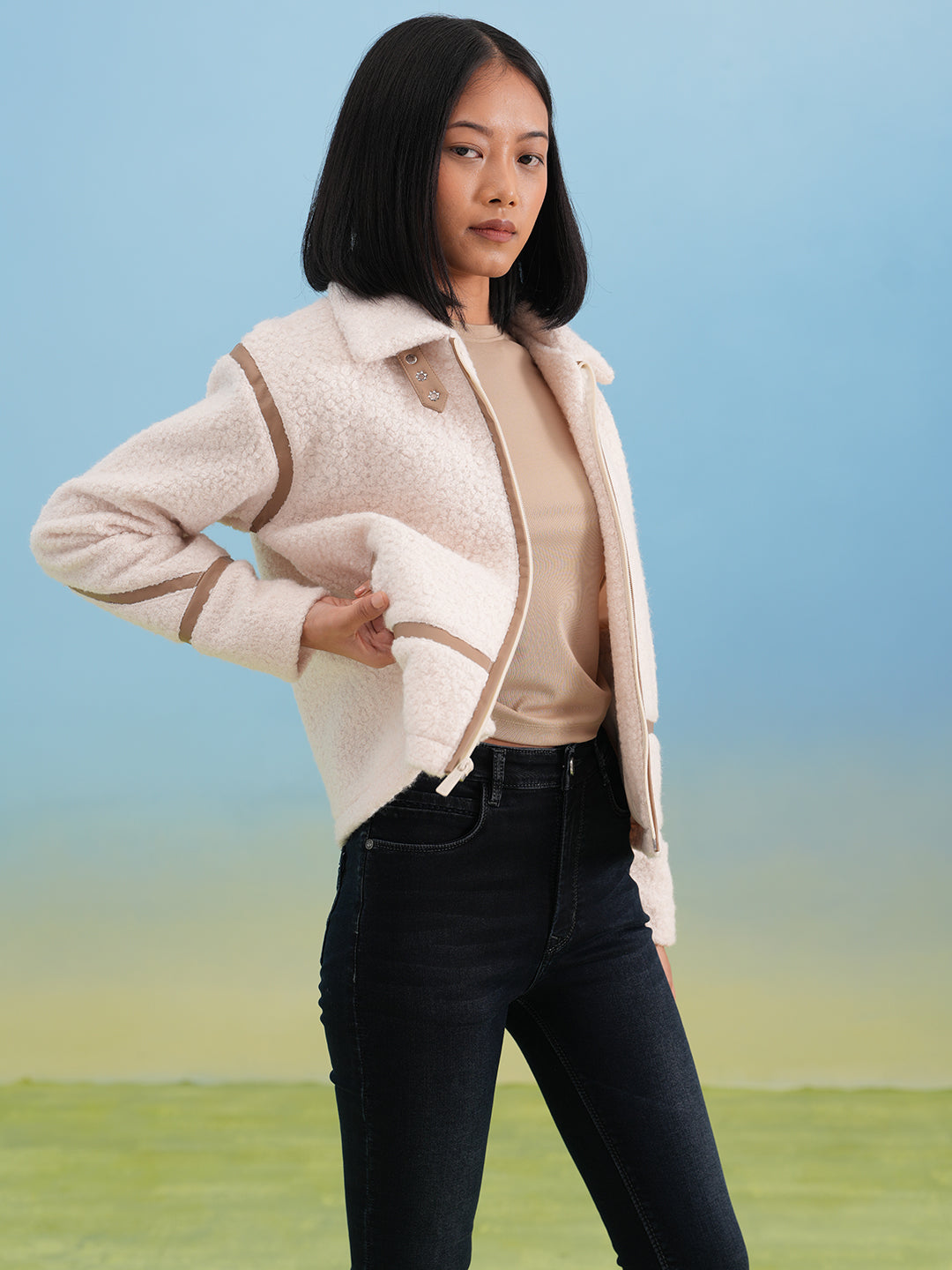 Off-White Cozy Shearling Zip Jacket