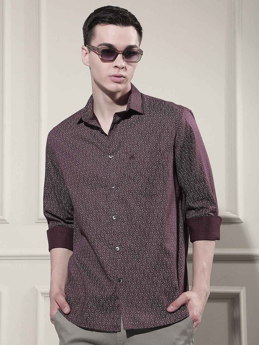 Trendy Wine Printed Shirt