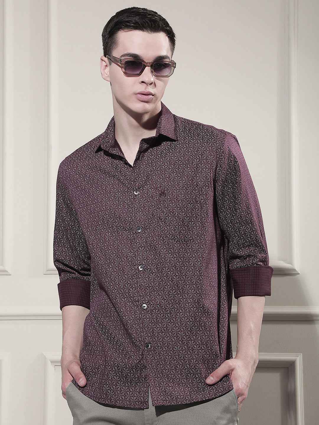 Trendy Wine Printed Shirt