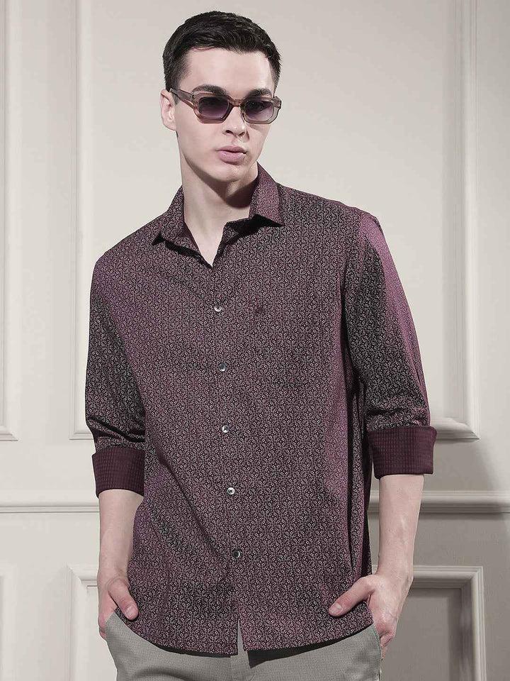 Trendy Wine Printed Shirt