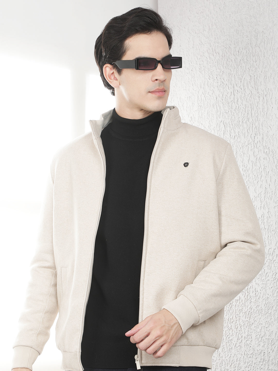 Modern Almond Beige Bomber Jacket