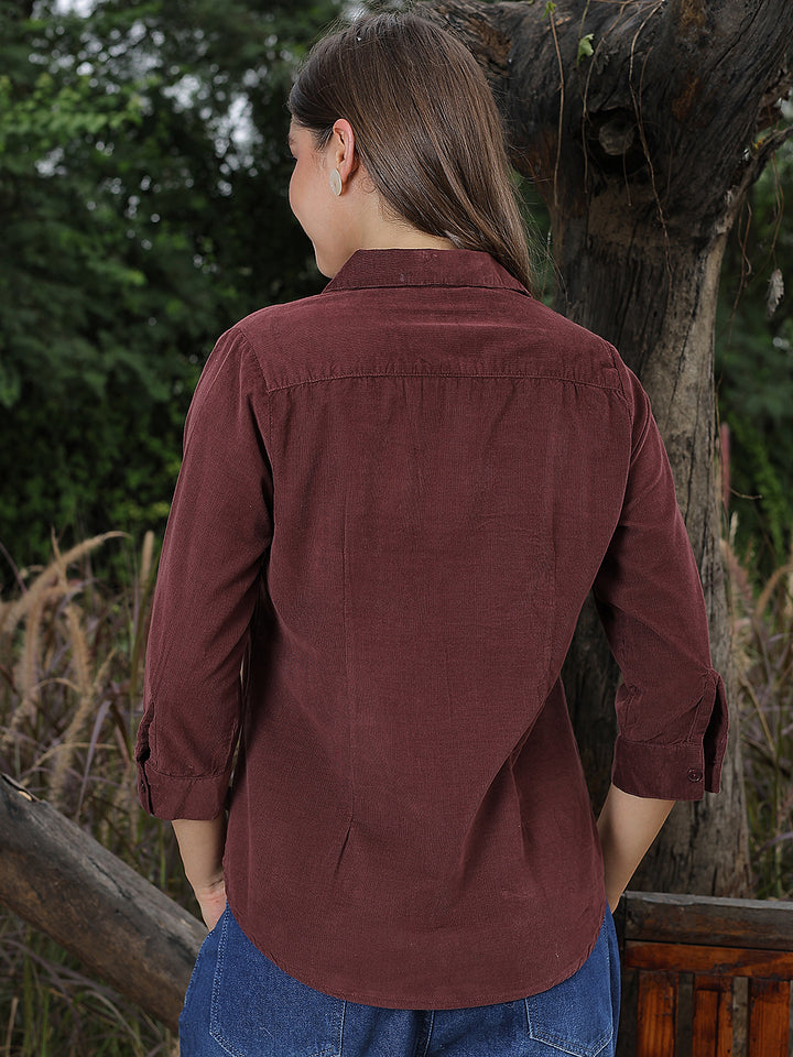 Classic Velvet Wine Corduroy Shirt