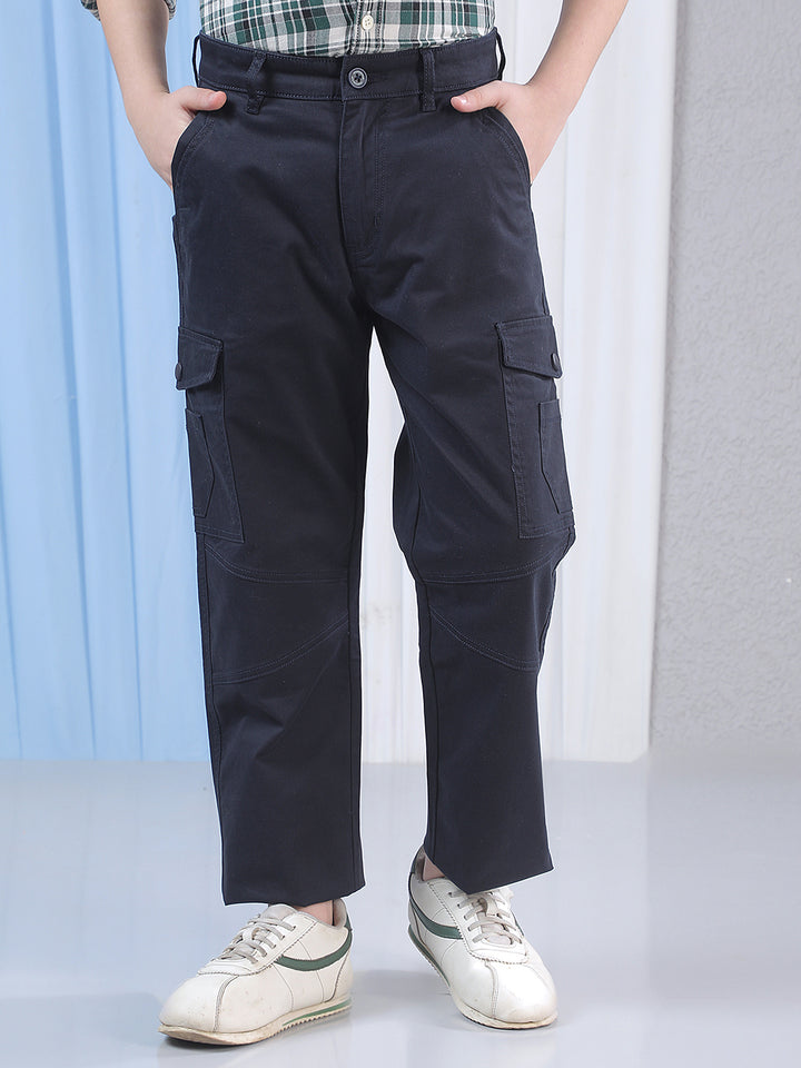 Refined Deep Navy Navy Blue Cargo Trousers