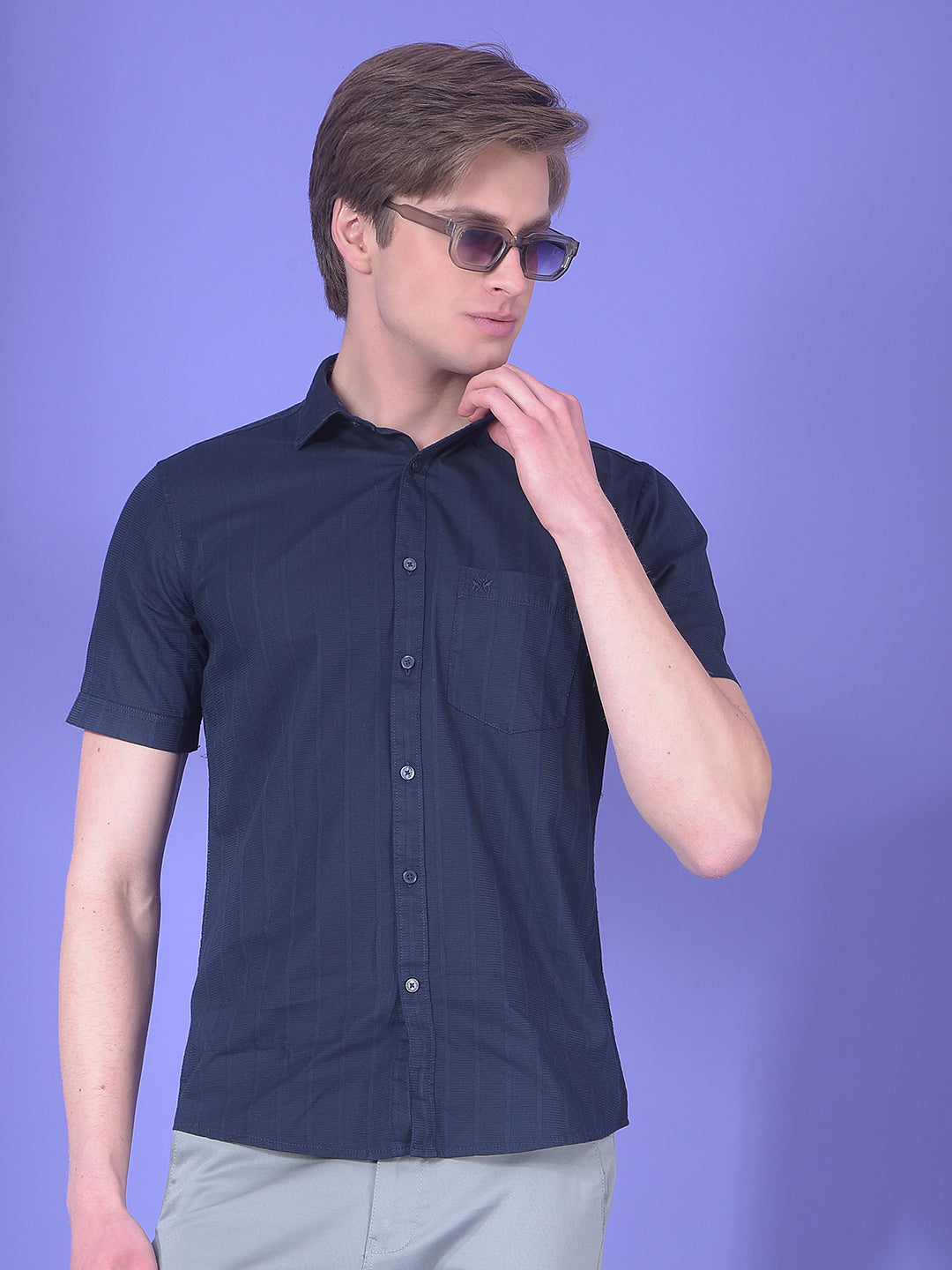 Blue Verticle Striped Shirt