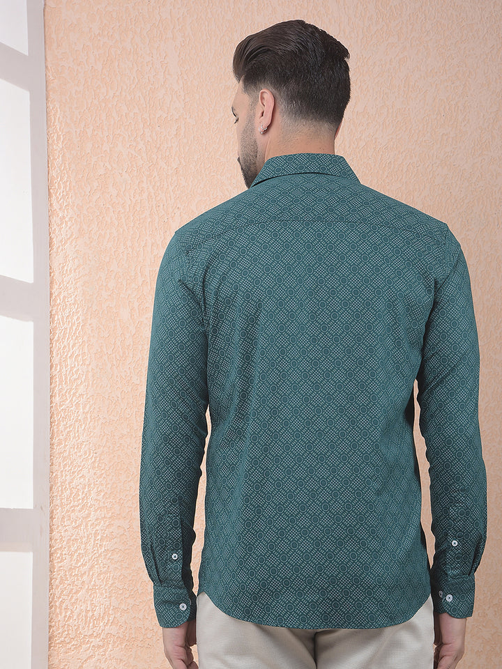 Deep Green Micro Print Shirt