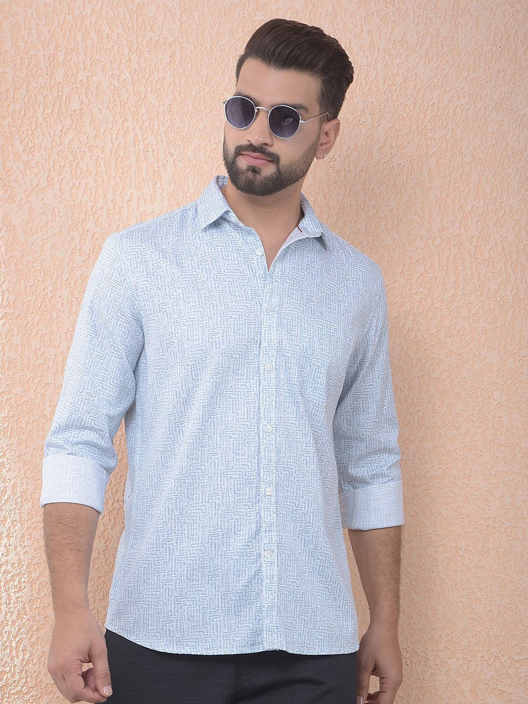 Blue Minimal Print Everyday Shirt