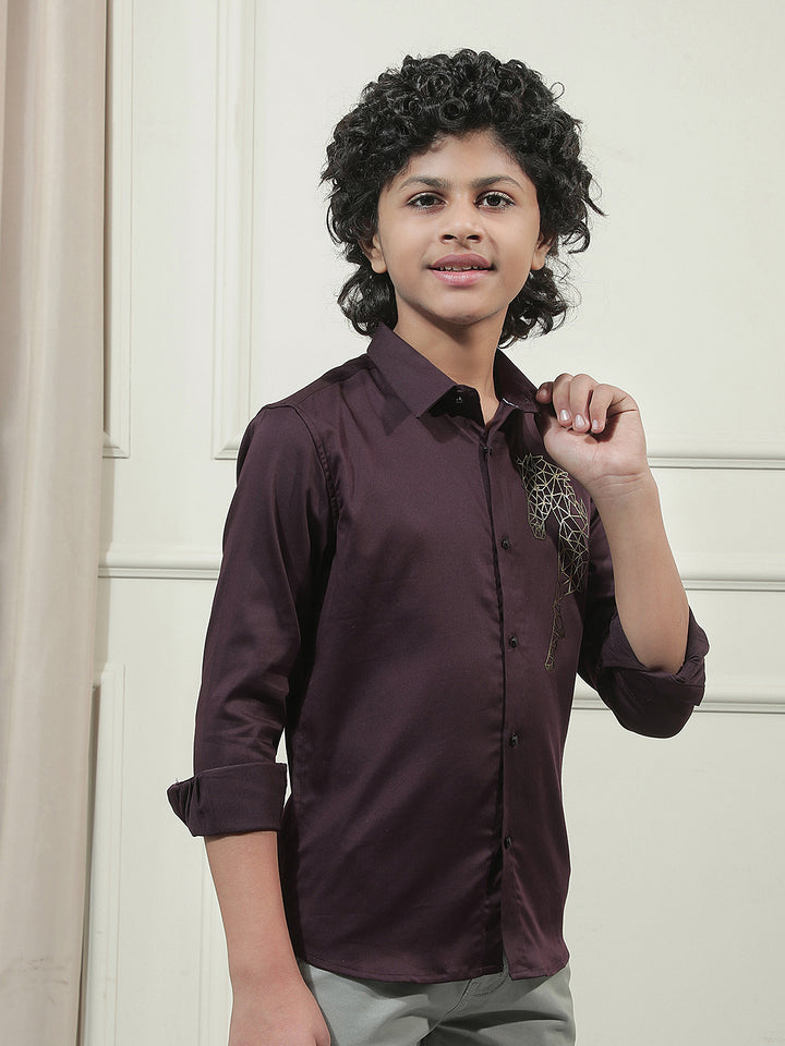 Wine Embroidered Shirt