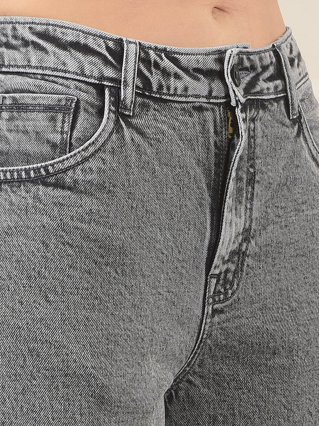 Grey 100% cotton Wide Leg Jeans