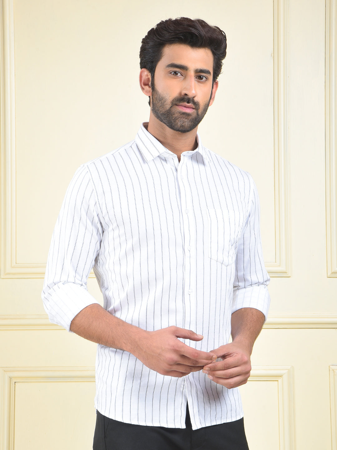 White Vertical Stripes Shirt