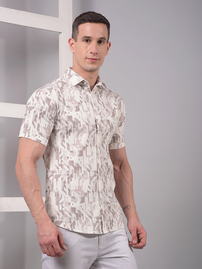 Purple Printed Linen Shirt-Men Shirts-Crimsoune Club